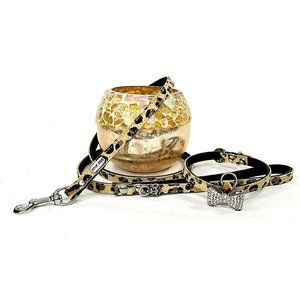 Leopard Crystal Bowtie Dog Collar and Leas